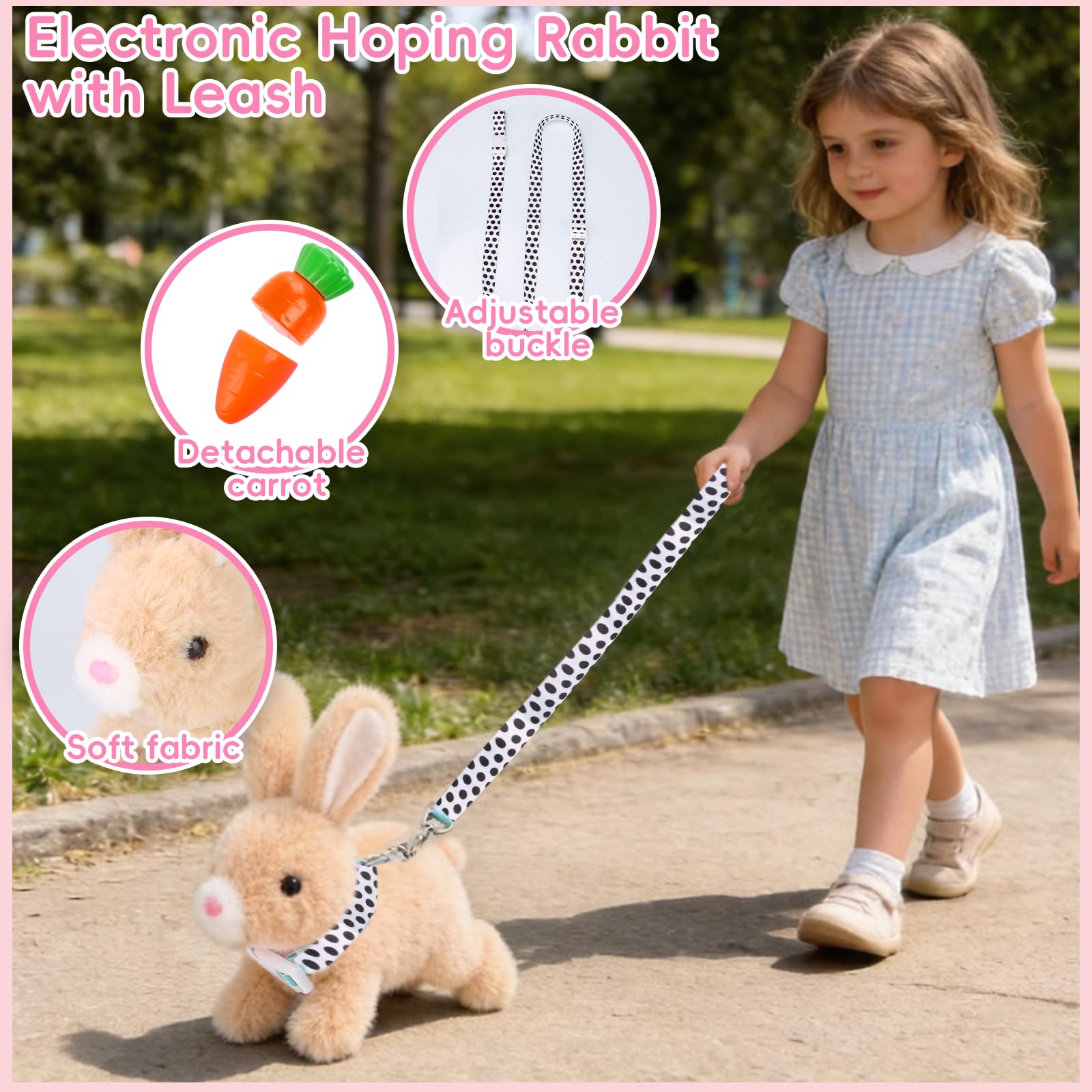 Brown Interactive Plush Bunny Toy with Carrot - Walking, Hopping, and Sounds for Kids