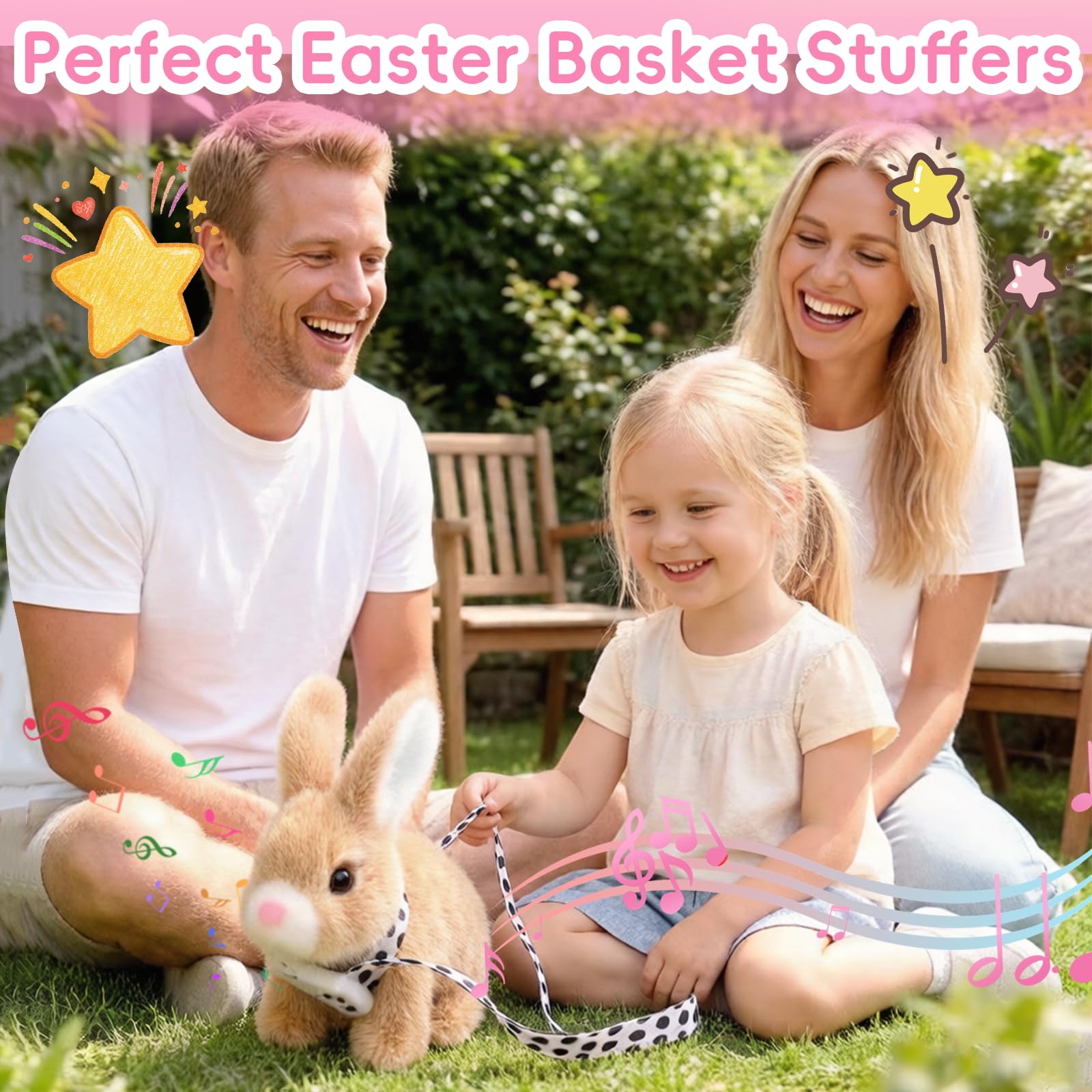 Brown Interactive Plush Bunny Toy with Carrot - Walking, Hopping, and Sounds for Kids
