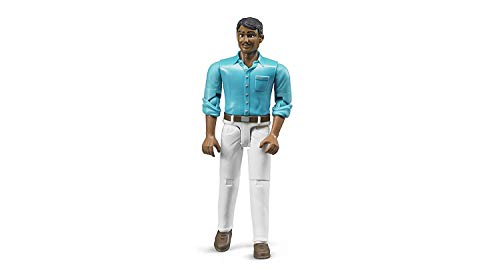 Bruder Bworld Realistic Medium Skin Tone Man Action Figure with White Jeans - Movable Limbs & Grasping Hands
