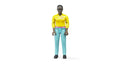 Bruder Woman Action Figure, Dark Skin, Turquoise Jeans - 1:16 Scale, Moveable Limbs, Made in Germany