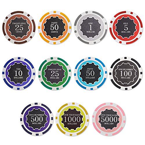Brybelly Eclipse Poker Chips – Heavyweight 14g Clay Composite, Pack of 50 with 11 Denominations
