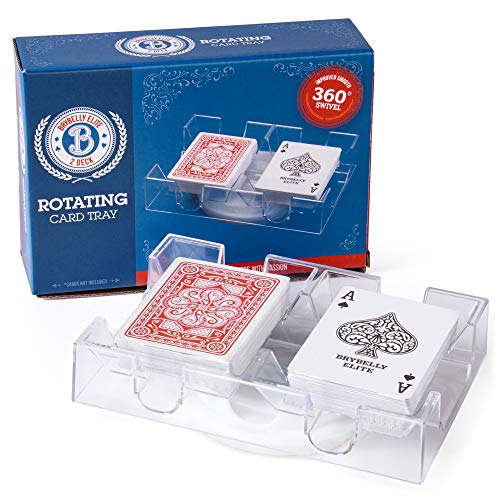 Brybelly Elite Rotating Card Deck Tray – Clear Acrylic Holds 2 Decks, Smooth 360° Spin