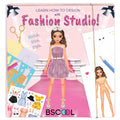 BSCOOL Fashion Studio Activity Book – Creative Design Kit with Stickers, Stencils & Paper Dolls for Kids 4+
