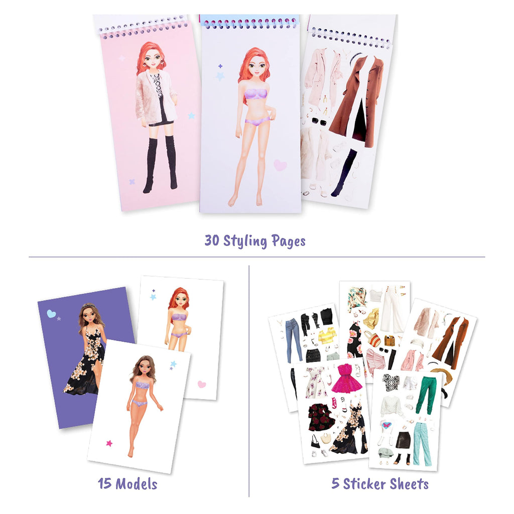 BSCOOL Sticker Dress Up Activity Book for Kids Ages 5+ — Learn Fashion Design with 100+ Stickers and Guides