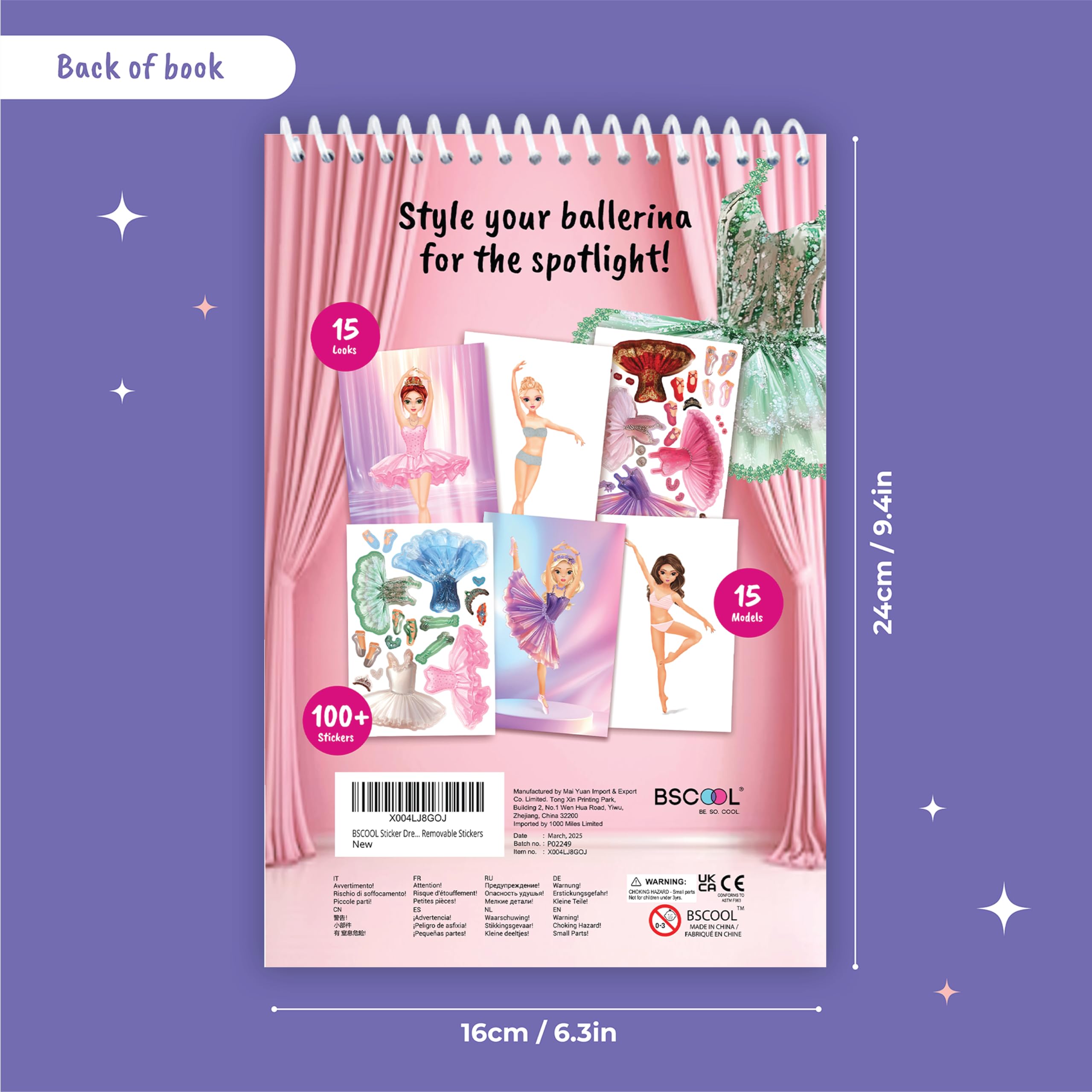 BSCOOL Sticker Dress Up Ballet: 100+ Removable Stickers & Design Guides for Kids Ages 5 and Up