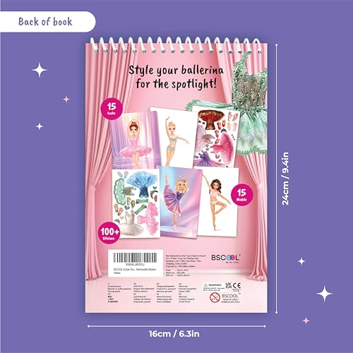 BSCOOL Sticker Dress Up Ballet: 100+ Removable Stickers & Design Guides for Kids Ages 5 and Up
