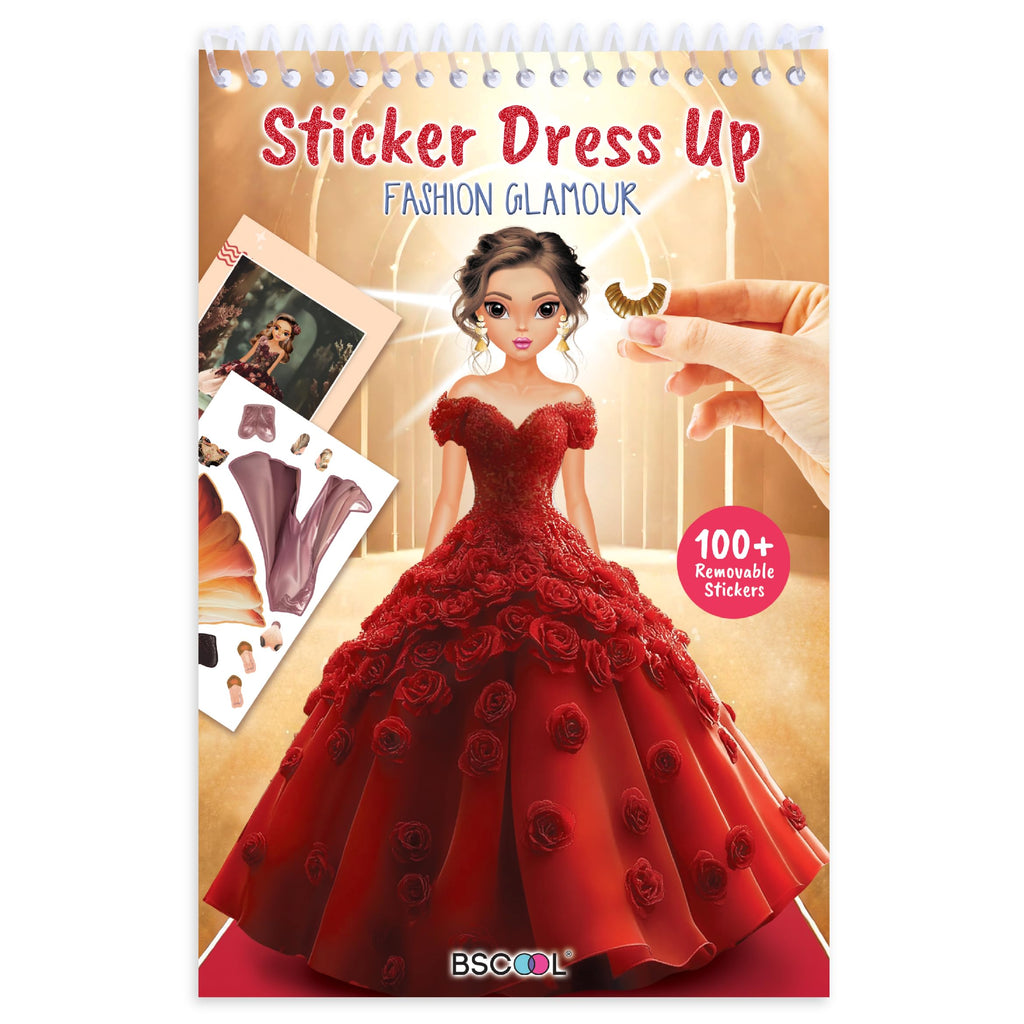 BSCOOL Sticker Dress Up Book - Glamour Theme: 100+ Stickers & Design Guides for Kids Ages 5+