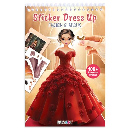 BSCOOL Sticker Dress Up Book - Glamour Theme: 100+ Stickers & Design Guides for Kids Ages 5+