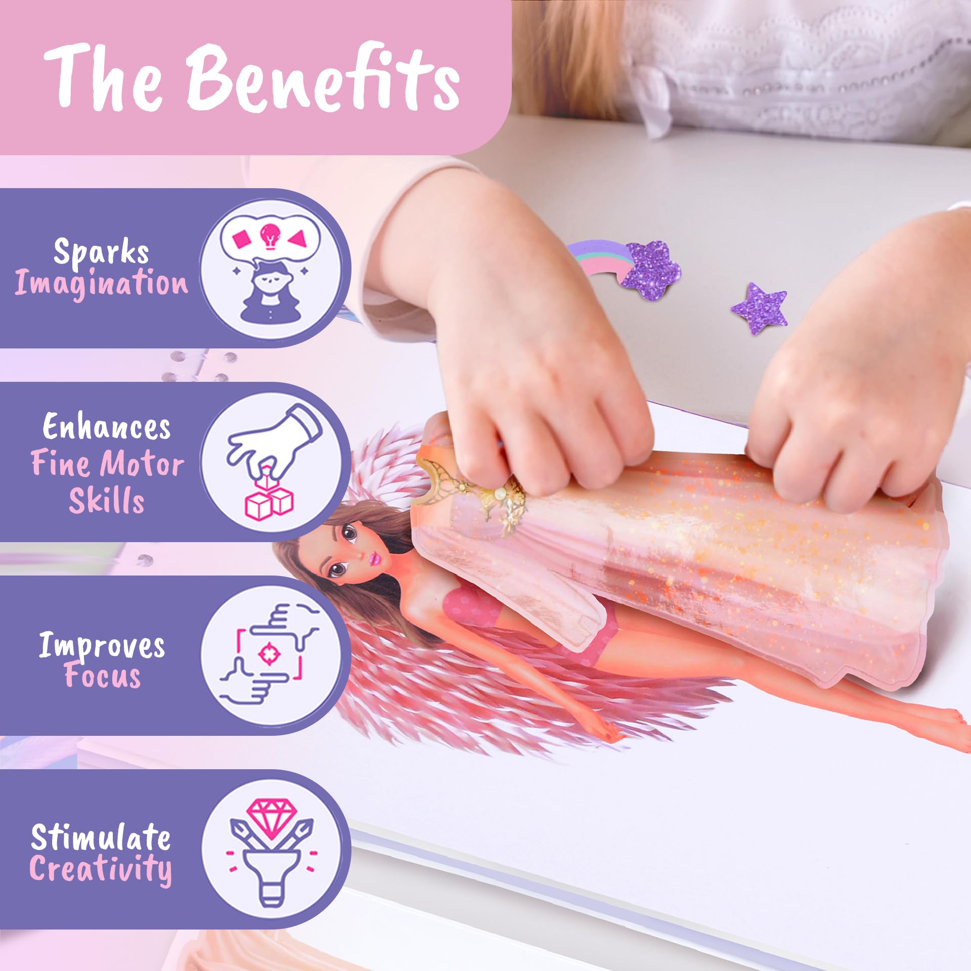 BSCOOL Sticker Dress Up Fairies and Angels – Fashion Activity Book with 100+ Stickers for Kids Ages 5+