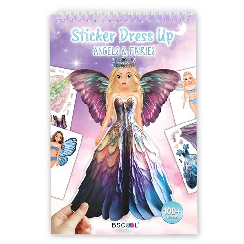 BSCOOL Sticker Dress Up Fairies and Angels – Fashion Activity Book with 100+ Stickers for Kids Ages 5+