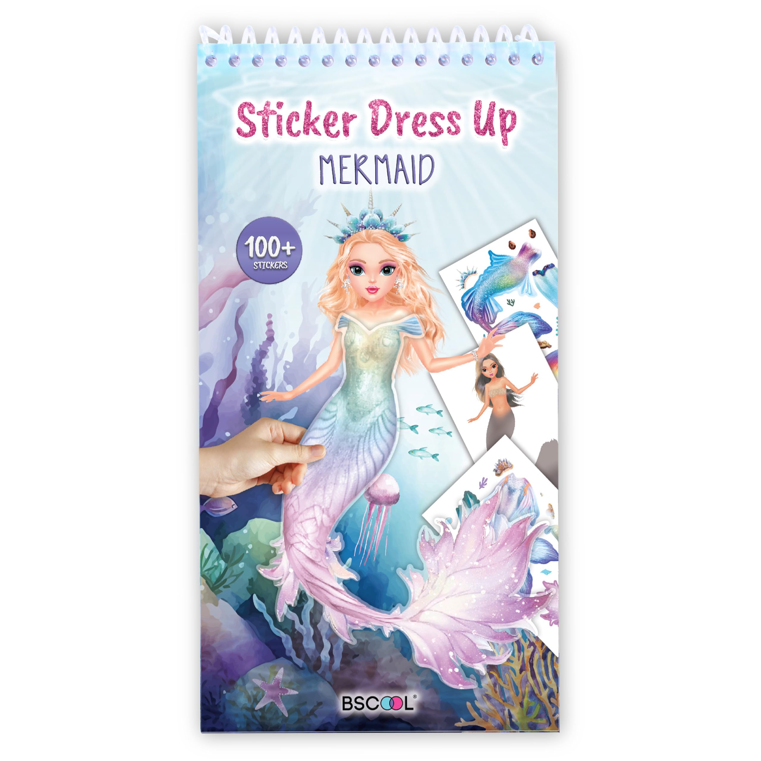 BSCOOL Sticker Dress Up Mermaid Book - Sticker Activity Book for Kids Ages 5+ - Learn Fashion Design with 100+ Stickers and Step-by-Step Guides