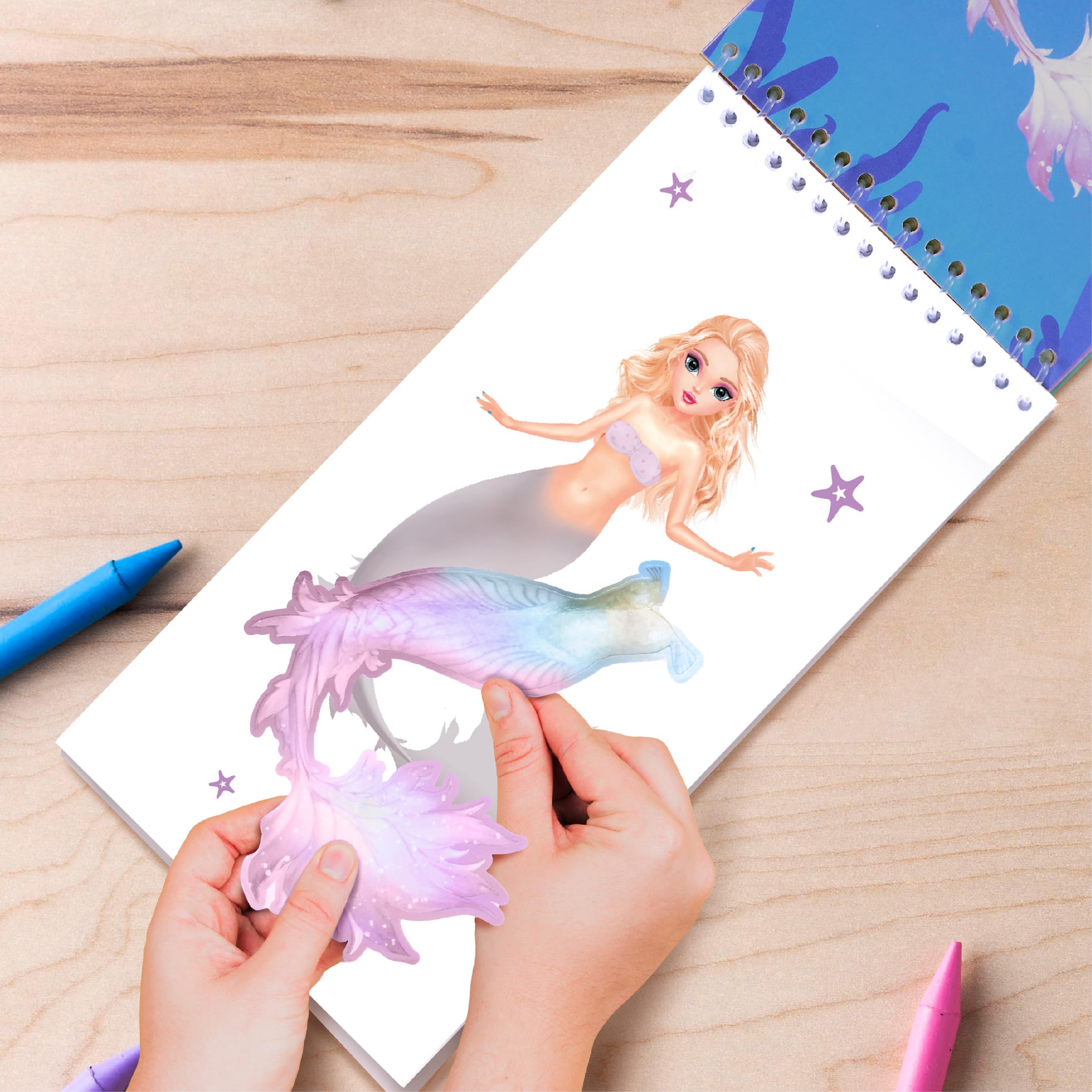 BSCOOL Sticker Dress Up Mermaid Book - Sticker Activity Book for Kids Ages 5+ - Learn Fashion Design with 100+ Stickers and Step-by-Step Guides