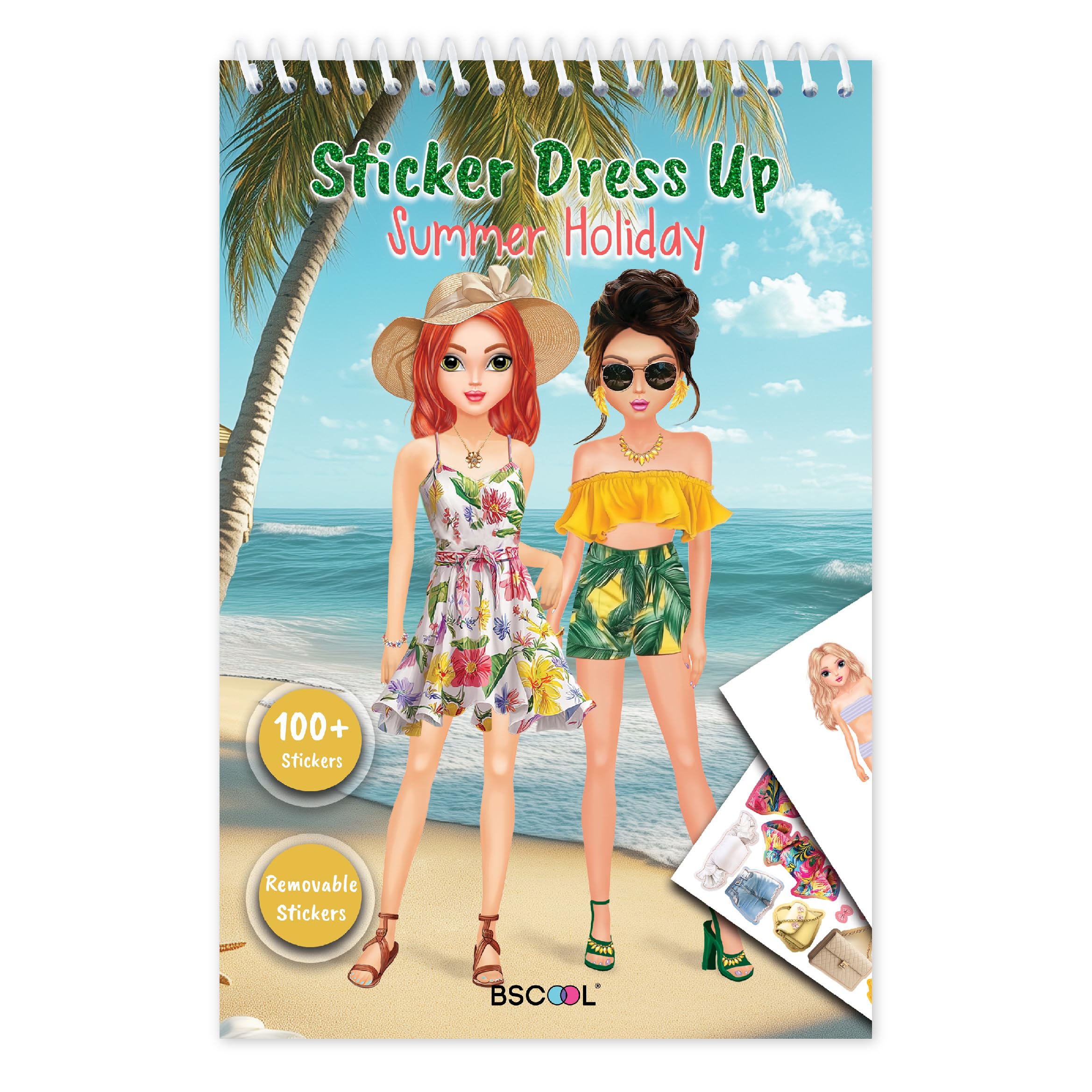 BSCOOL Summer Holiday Sticker Dress Up Book - 100+ Stickers, Step-by-Step Guides for Kids 5+
