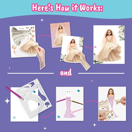 BSCOOL Wedding Sticker Dress Up Book with Mermaid Kingdom - 200 Pieces Reusable Stickers for Kids Ages 5 and Up