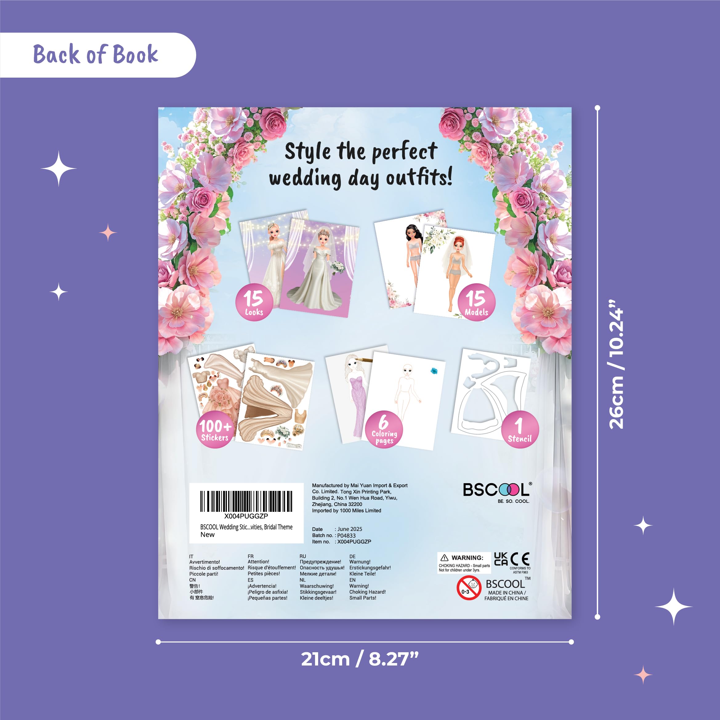BSCOOL Wedding Sticker Dress Up Book with Mermaid Kingdom - 200 Pieces Reusable Stickers for Kids Ages 5 and Up