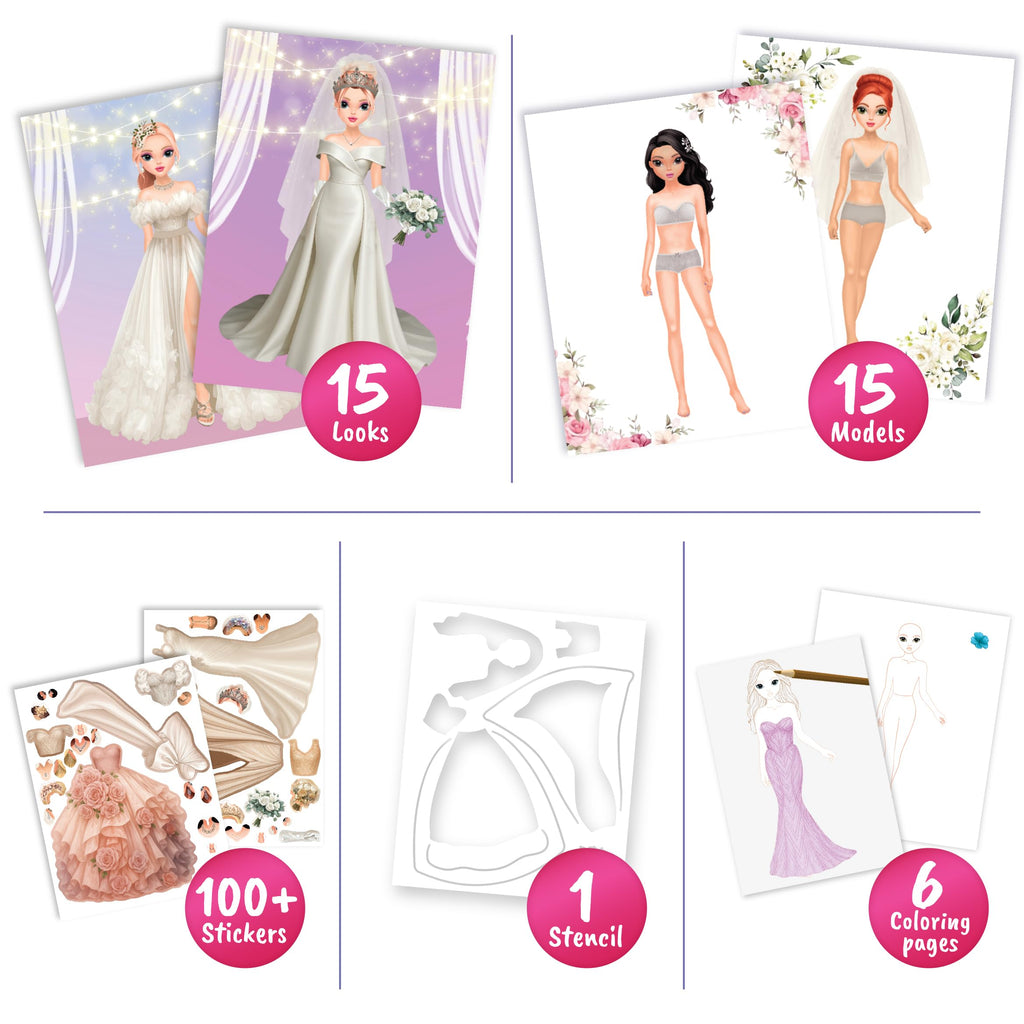 BSCOOL Wedding Sticker Dress Up Book with Mermaid Kingdom - 200 Pieces Reusable Stickers for Kids Ages 5 and Up