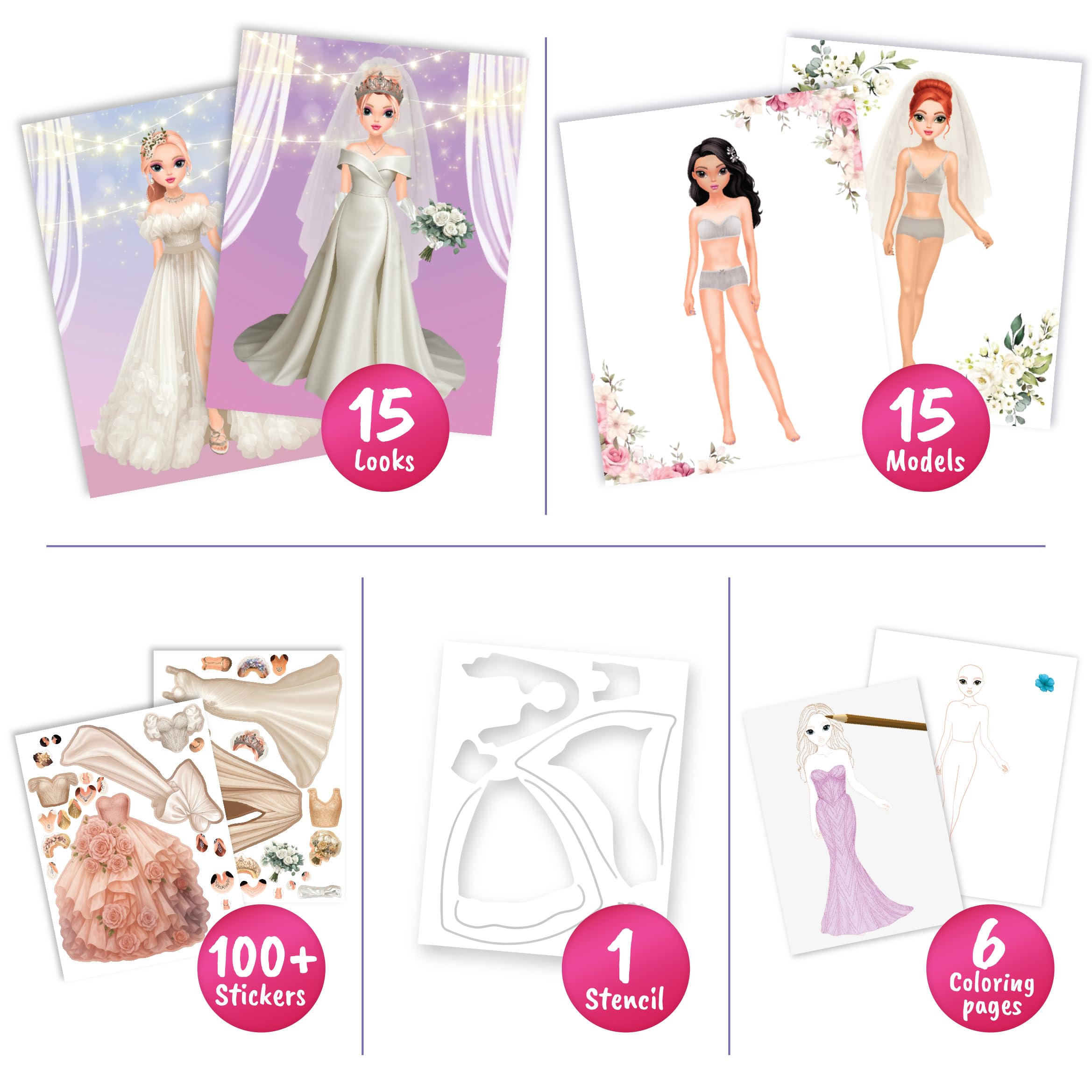 BSCOOL Wedding Sticker Dress Up Book with Mermaid Kingdom - 200 Pieces Reusable Stickers for Kids Ages 5 and Up