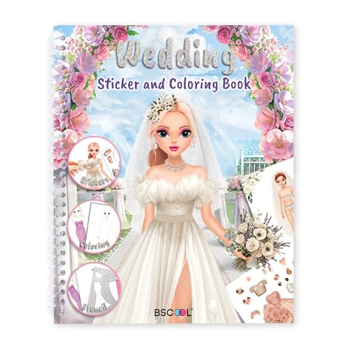 BSCOOL Wedding Sticker Dress Up Book with Mermaid Kingdom - 200 Pieces Reusable Stickers for Kids Ages 5 and Up