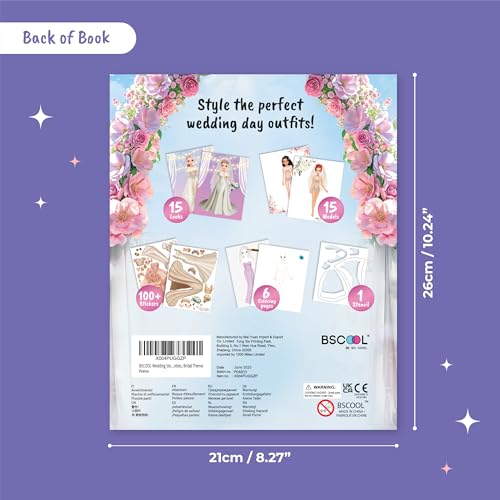 BSCOOL Wedding Sticker Dress Up Book with Mermaid Kingdom - 200 Pieces Reusable Stickers for Kids Ages 5 and Up