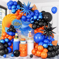 BTZO Black Orange Blue Balloon Arch Kit – 108 Piece Royal Blue Balloon Garland with Star Foil Balloons for Birthday Graduation Basketball Parties