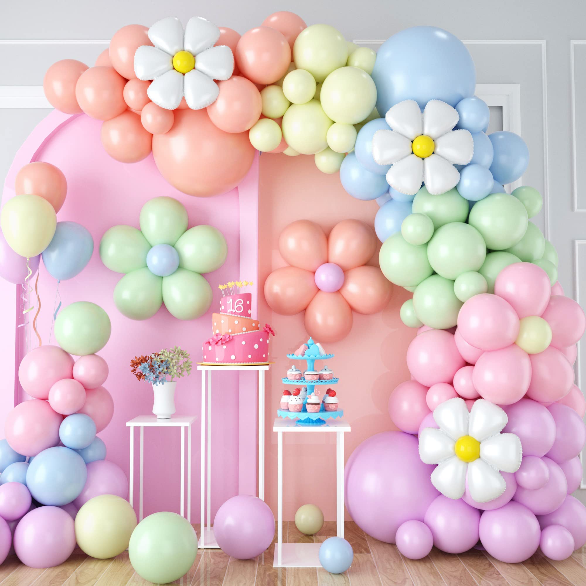 BTZO Daisy Balloon Garland Arch Kit - 99 Pastel Macaron Latex Balloons for Boho Party Decor