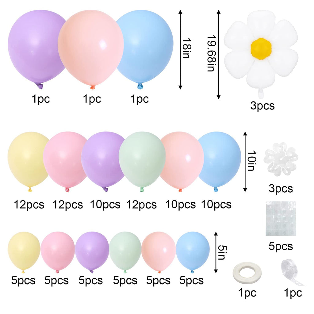 BTZO Daisy Balloon Garland Arch Kit - 99 Pastel Macaron Latex Balloons for Boho Party Decor