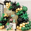 BTZO Green Black Gold Balloon Arch Kit – 104 Latex Balloons with Star Foils for Party Decorations