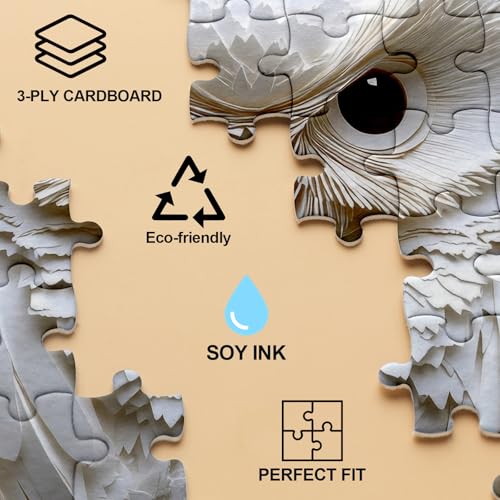 BUAHA 1000-Piece White Owl Jigsaw Puzzle – Challenging Nature Art for Adults
