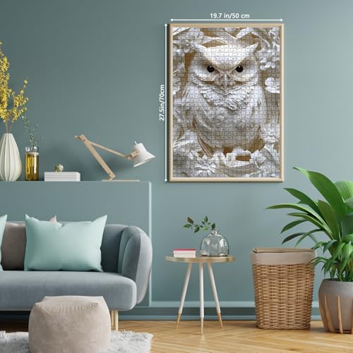 BUAHA 1000-Piece White Owl Jigsaw Puzzle – Challenging Nature Art for Adults