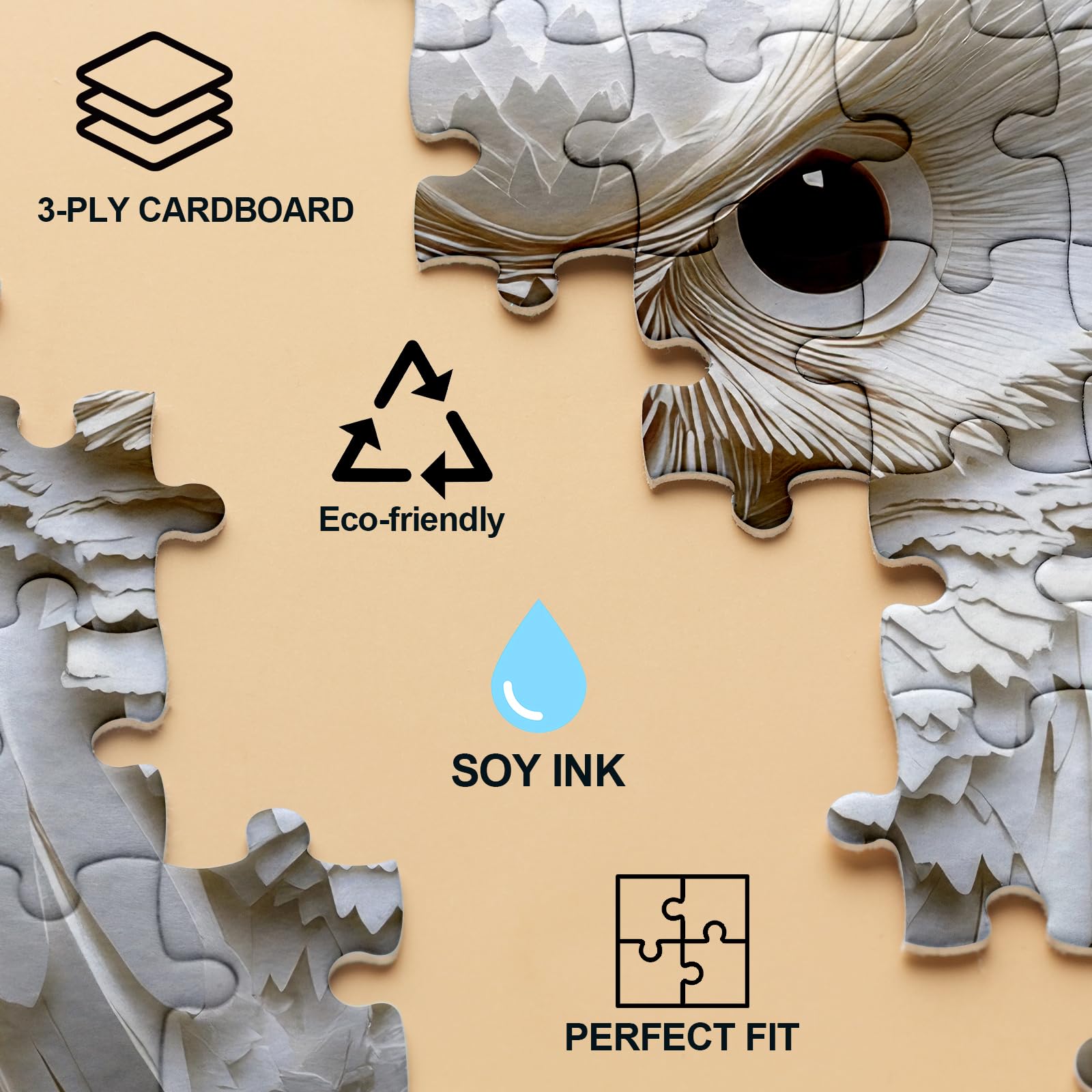 BUAHA 1000-Piece White Owl Jigsaw Puzzle – Challenging Nature Art for Adults