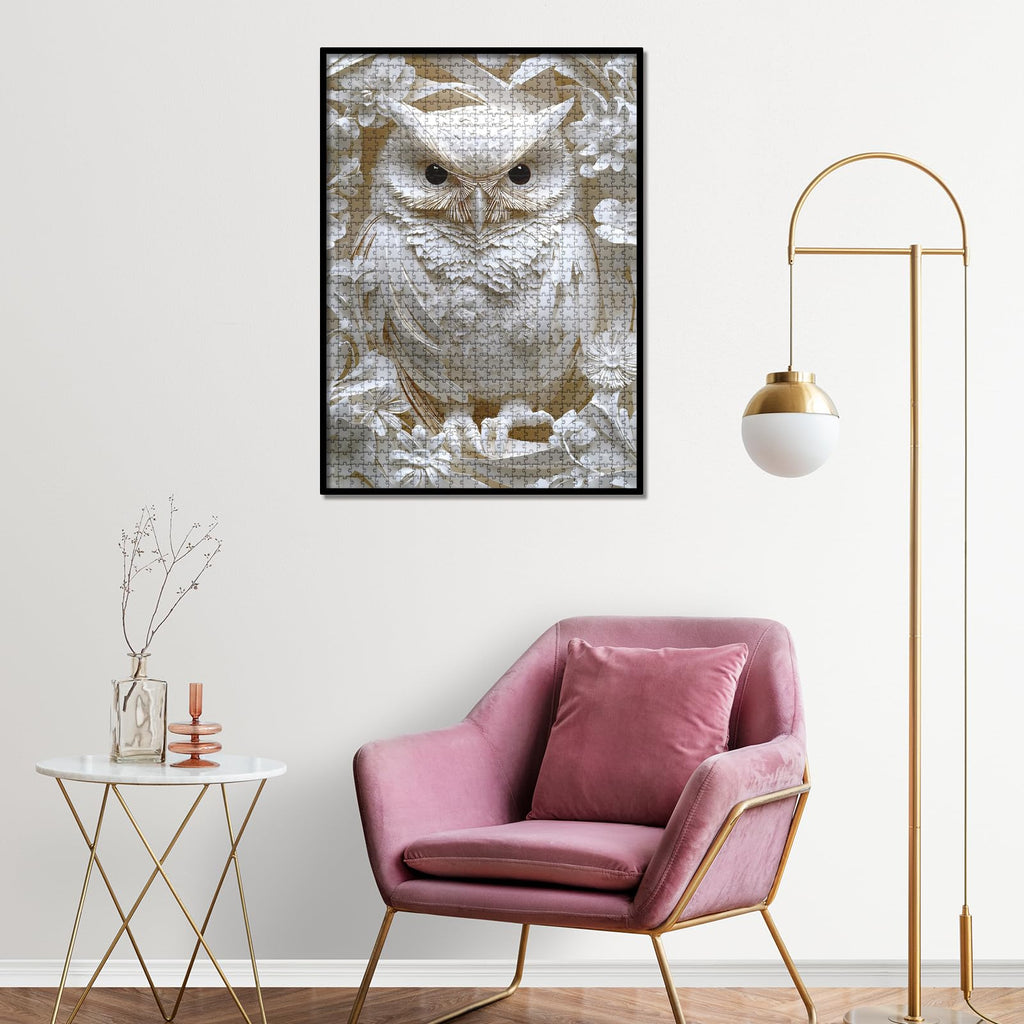 BUAHA 1000-Piece White Owl Jigsaw Puzzle – Challenging Nature Art for Adults