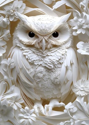 BUAHA 1000-Piece White Owl Jigsaw Puzzle – Challenging Nature Art for Adults