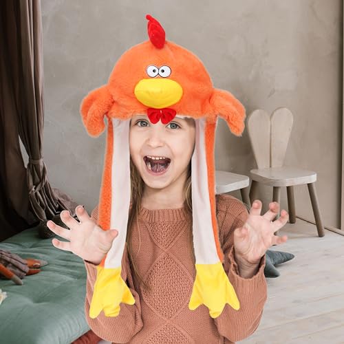 Bubblepompom Animal Hat with Moving Ears - Soft Plush Costume Hat for Kids 3+