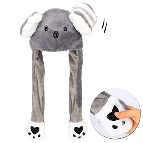Bubblepompom Animal Hat with Moving Ears – Plush Dress-Up Hat for Kids, Press Paws to Flap Ears, Fun for Parties and Photos