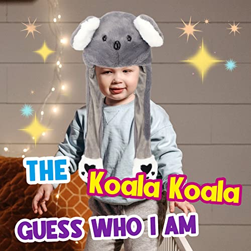Bubblepompom Animal Hat with Moving Ears – Plush Dress-Up Hat for Kids, Press Paws to Flap Ears, Fun for Parties and Photos