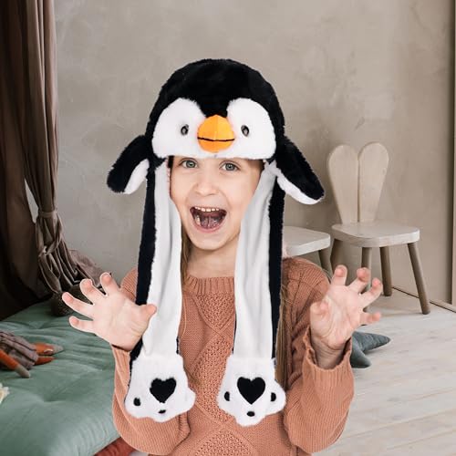 Bubblepompom Animal Hat with Moving Ears – Plush Interactive Headwear for Kids