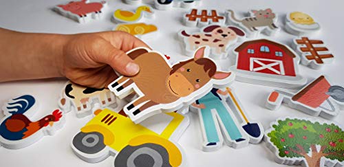 Buddy & Barney Farm Bath Time Stickers – 19 Soft Waterproof Stickers with Storage Bag for Toddlers