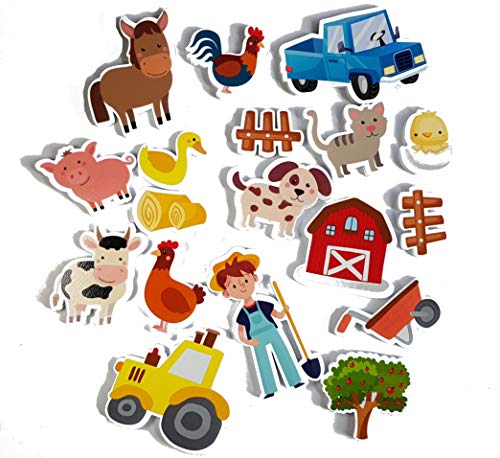 Buddy & Barney Farm Bath Time Stickers – 19 Soft Waterproof Stickers with Storage Bag for Toddlers