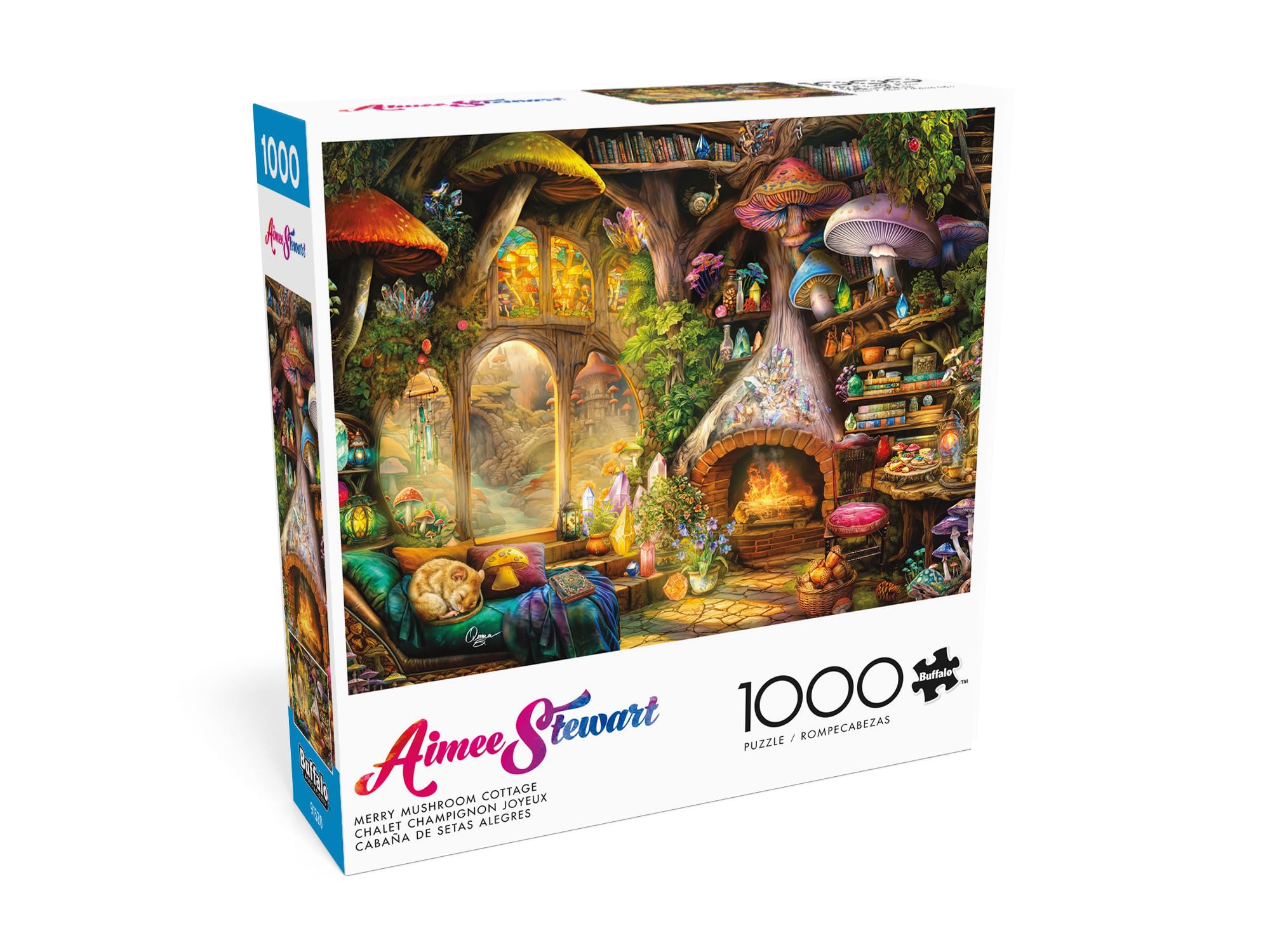Buffalo Games 1000 Piece Jigsaw Puzzle: Aimee Stewart's Merry Mushroom Cottage – Fantasy Art for Adults