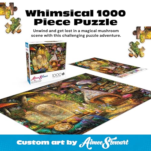 Buffalo Games 1000 Piece Jigsaw Puzzle: Aimee Stewart's Merry Mushroom Cottage – Fantasy Art for Adults