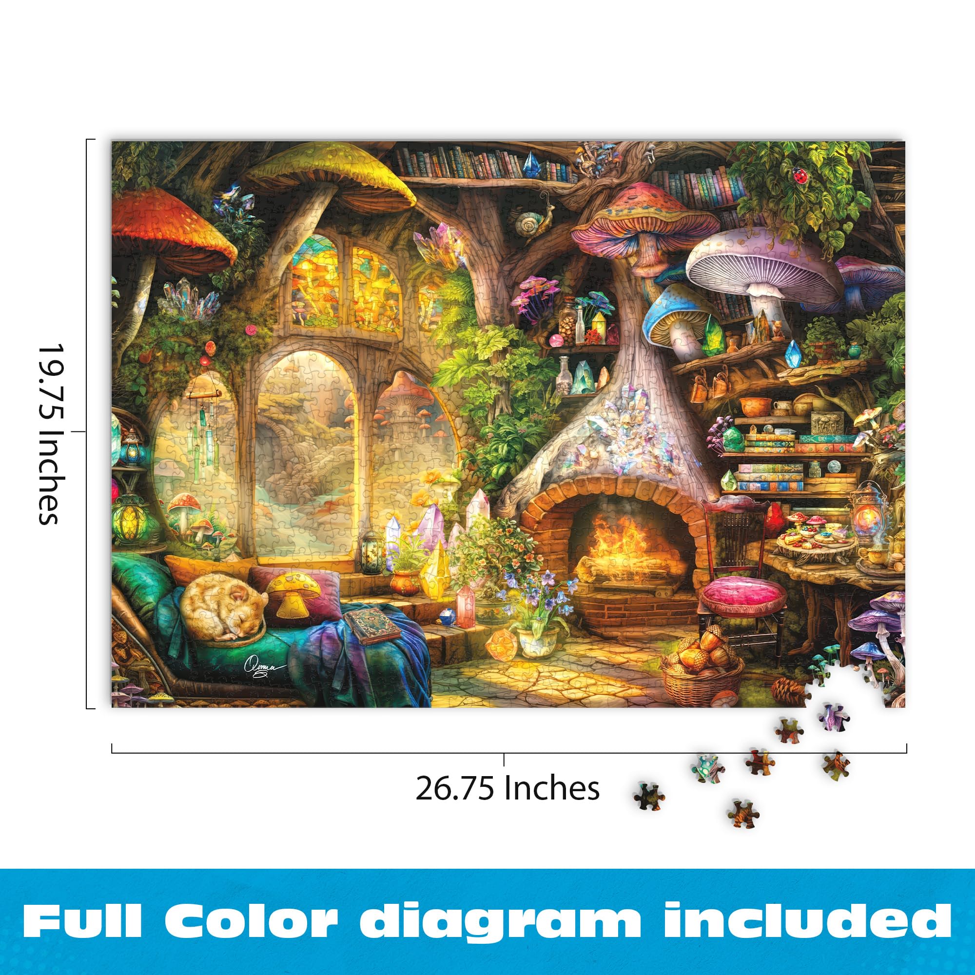 Buffalo Games 1000 Piece Jigsaw Puzzle: Aimee Stewart's Merry Mushroom Cottage – Fantasy Art for Adults