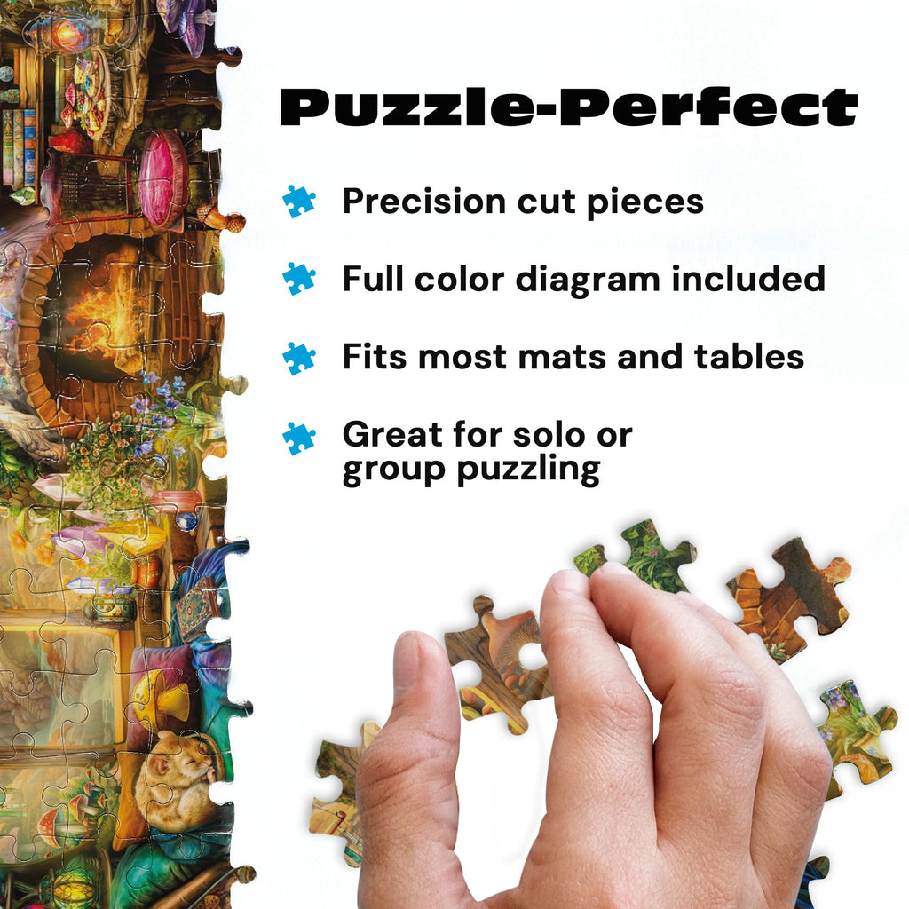 Buffalo Games 1000 Piece Jigsaw Puzzle: Aimee Stewart's Merry Mushroom Cottage – Fantasy Art for Adults