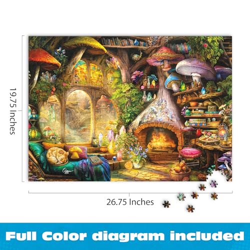 Buffalo Games 1000 Piece Jigsaw Puzzle: Aimee Stewart's Merry Mushroom Cottage – Fantasy Art for Adults
