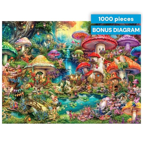 Buffalo Games 1000 Piece Jigsaw Puzzle – Merry Mushroom Village Picnic by Aimee Stewart