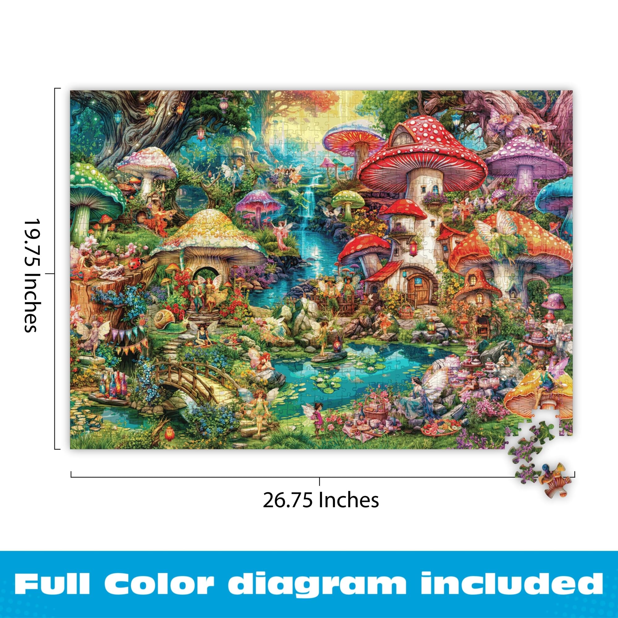 Buffalo Games 1000 Piece Jigsaw Puzzle – Merry Mushroom Village Picnic by Aimee Stewart