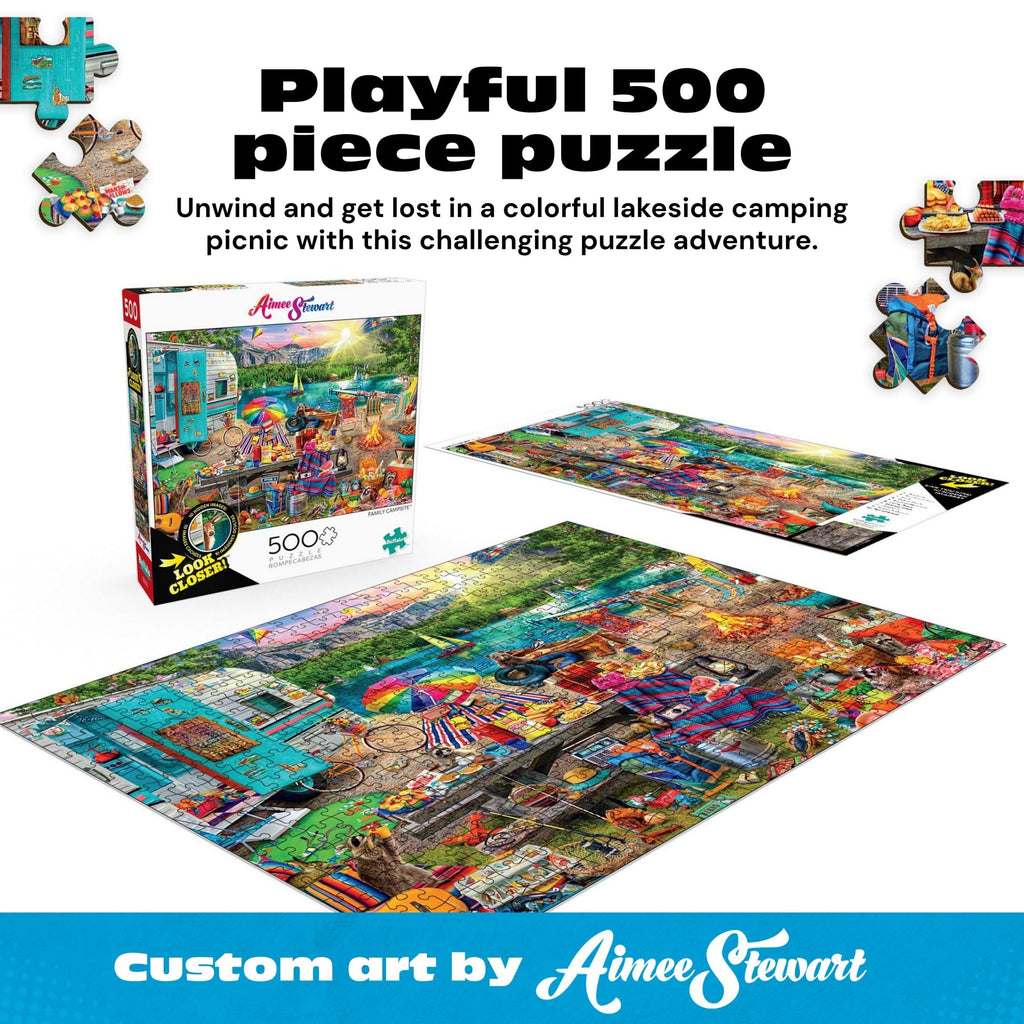 Buffalo Games Aimee Stewart Family Campsite Look Closer 500 Piece Jigsaw Puzzle