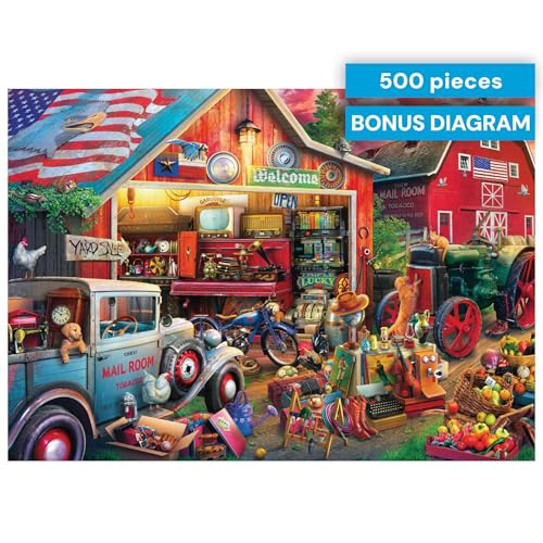Buffalo Games Antique Barn 500 Piece Jigsaw Puzzle - Country Life Scene by Eduard