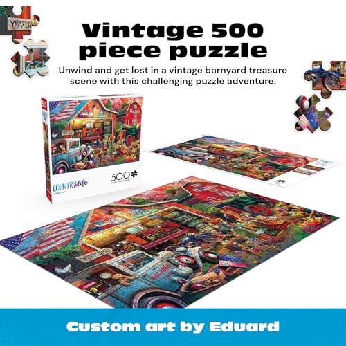 Buffalo Games Antique Barn 500 Piece Jigsaw Puzzle - Country Life Scene by Eduard