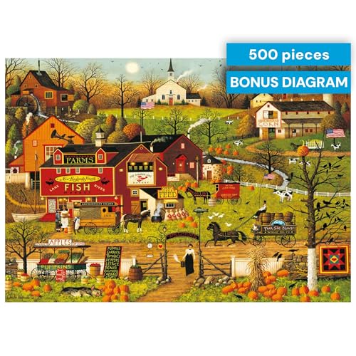 Buffalo Games Blackbirds Roost at Mill Creek 500 Piece Jigsaw Puzzle – Charles Wysocki Autumn Americana