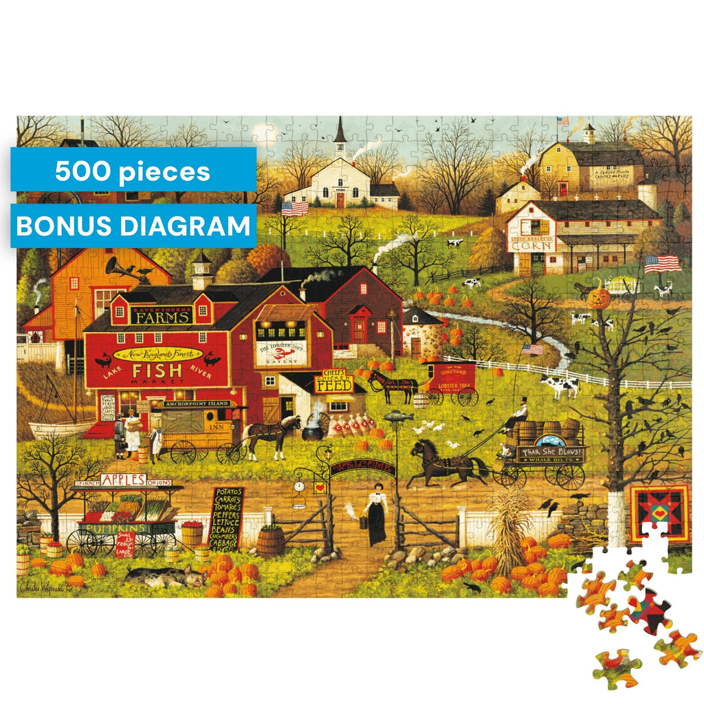 Buffalo Games Blackbirds Roost at Mill Creek 500 Piece Jigsaw Puzzle – Charles Wysocki Autumn Americana